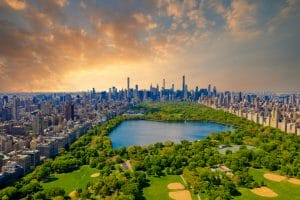 New-York, la Grosse Pomme, Big Apple. Vue aérienne de Central Park pour débuter votre aventure new-yorkaise